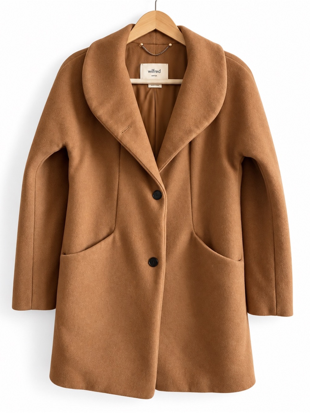 Wilfred Aritzia Wool Cashmere Cocoon Style Coat Camel XS